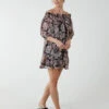 Sheared Neck Bardot Dress -Moda Ulla Shop BV233934 BLACK 4606