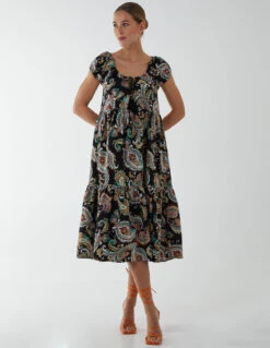 Scoop Neck Milkmaid Midi Dress