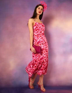 Draped Cowl Neck Midi Dress