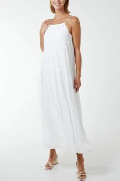 Drawstring Tier Maxi Dress -Moda Ulla Shop BV233951014 128295