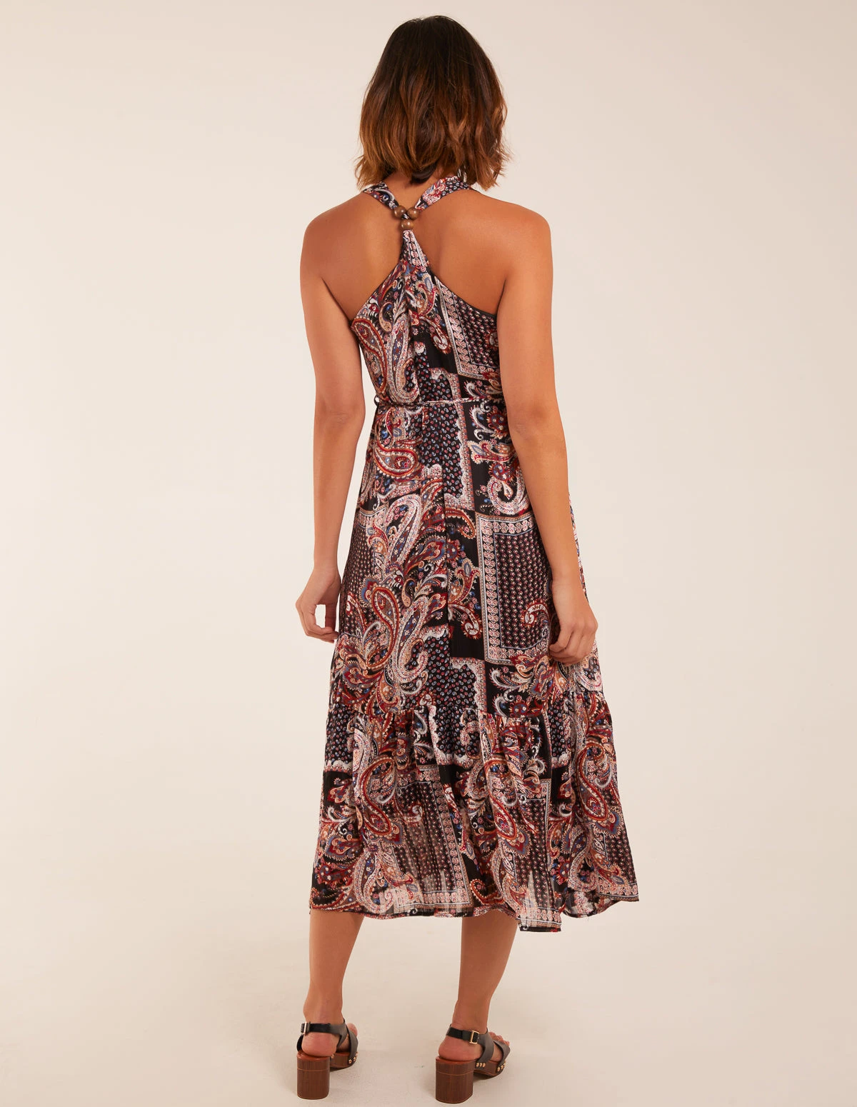 V Front Sleeveless Paisley Midi Dress With Detailed Straps 6 V Front Sleeveless Paisley Midi Dress With Detailed Straps - Image 4