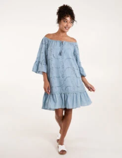 Broderie Tunic Smock Dress 9 Broderie Tunic Smock Dress -Moda Ulla Shop BV233960 LIGHTBLUE 1