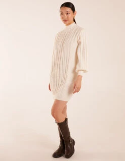 Cable Knit Dress -Moda Ulla Shop BV234525 IVORY 2