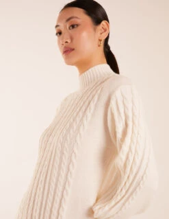 Cable Knit Dress -Moda Ulla Shop BV234525 IVORY 4