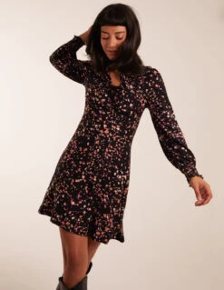 High Neck Keyhole Mini Dress