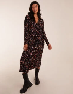 Tie Side Long Sleeve Wrap Dress -Moda Ulla Shop BV234804003 111937