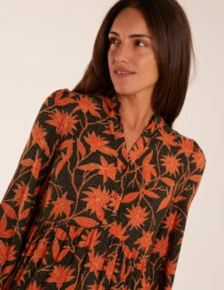 Collar Trapeze Midi Dress -Moda Ulla Shop BV234806 KHAKI 33903