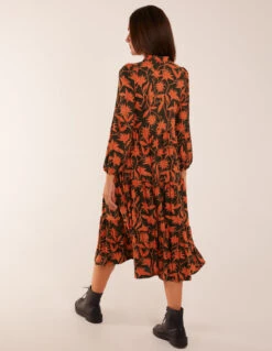 Collar Trapeze Midi Dress -Moda Ulla Shop BV234806 KHAKI 33915