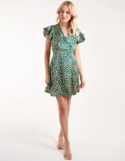 Wrap Ruffle Mini Dress 8 Wrap Ruffle Mini Dress -Moda Ulla Shop BV234813 BOTTLEGREEN23