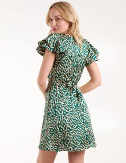 Wrap Ruffle Mini Dress 9 Wrap Ruffle Mini Dress -Moda Ulla Shop BV234813 BOTTLEGREEN26