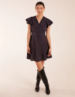 Leopard Print Wrap Ruffle Mini Dress -Moda Ulla Shop BV234814008 125915