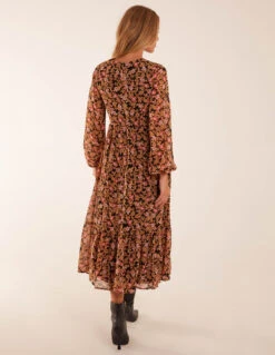 Button Through Midi Dress -Moda Ulla Shop BV234816 BLACK 45422