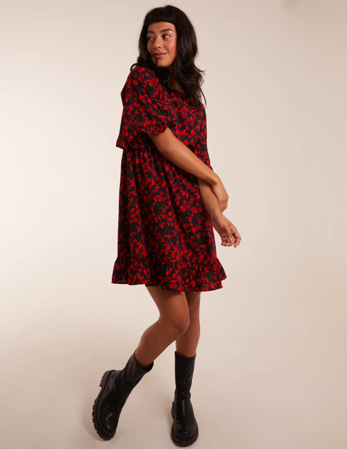 Floral Frill Hem Swing Mini Dress 5 Floral Frill Hem Swing Mini Dress - Image 3