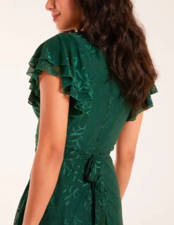 Double Frill Wrap Dress -Moda Ulla Shop BV234826 BOTTLEGREEN 4763