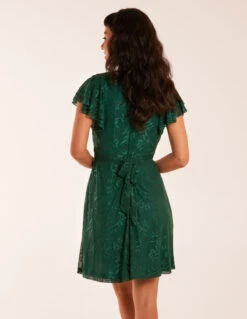 Double Frill Wrap Dress -Moda Ulla Shop BV234826 BOTTLEGREEN 4776