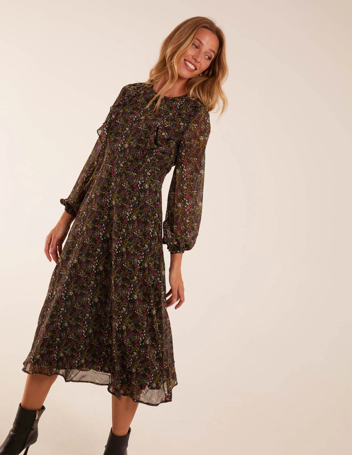 Frill Top Detail Midi Dress 5 Frill Top Detail Midi Dress - Image 3