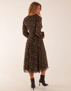 Frill Top Detail Midi Dress 9 Frill Top Detail Midi Dress -Moda Ulla Shop BV234830 BLACK 45381