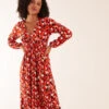 V Neck Shirred Waist Midi Dress -Moda Ulla Shop BV234833153 111961