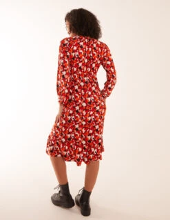 V Neck Shirred Waist Midi Dress -Moda Ulla Shop BV234833153 111964