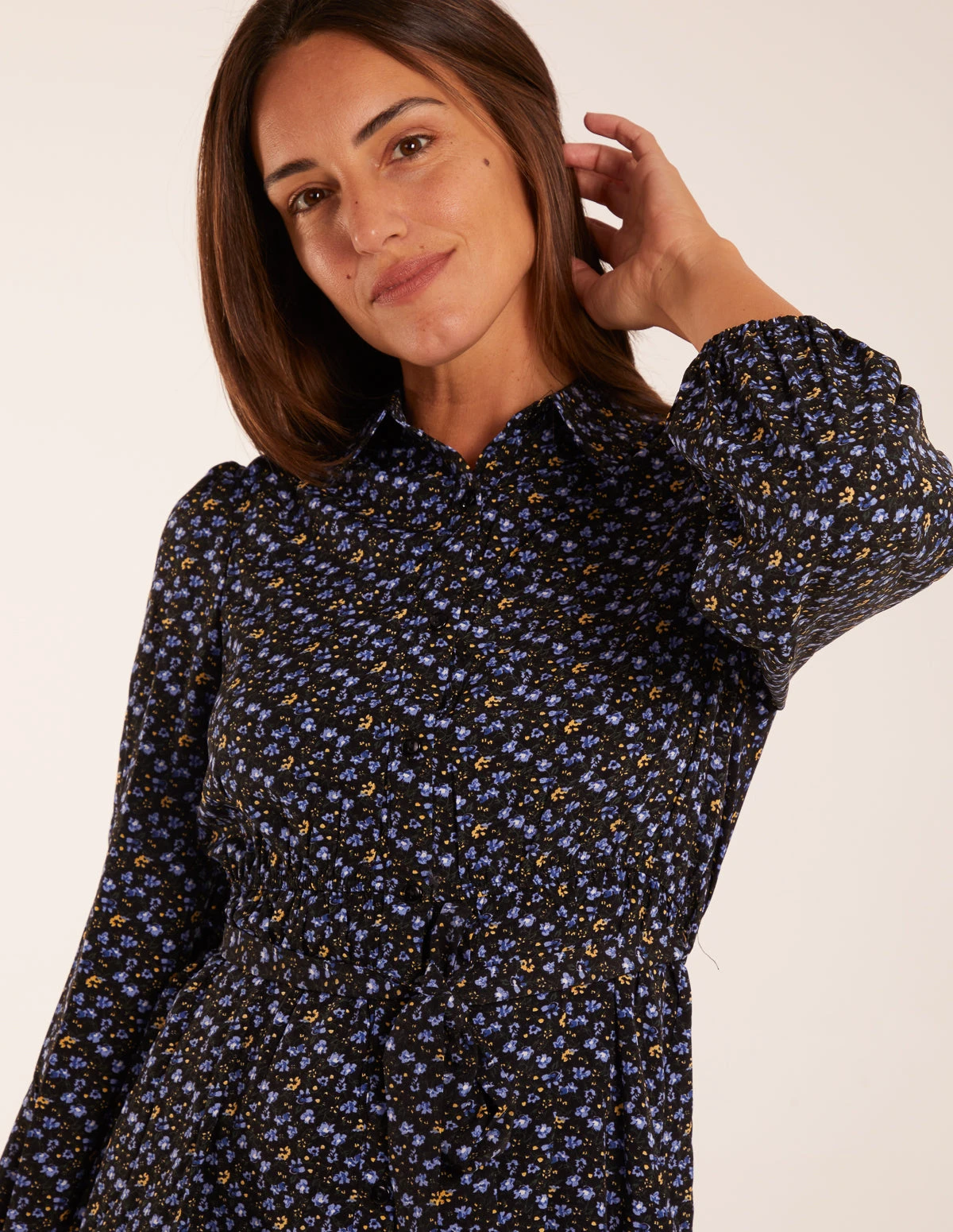 Ruched Shoulder Mini Shirt Dress 4 Ruched Shoulder Mini Shirt Dress - Image 2