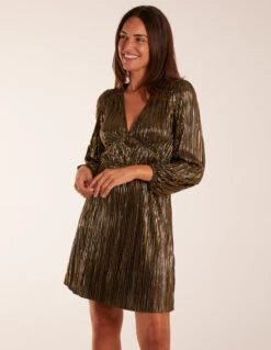 Foil Print V-Neck Mini Dress