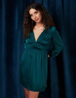 Long Sleeve V-Neck Mini Dress