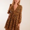 Shirred Waist Leopard Foil Wrap Front Mini Dress -Moda Ulla Shop BV234856 ANIMAL 38248 7e72ea40 dc53 4346 9127 38287b1ba5ff