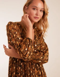 Shirred Waist Animal And Foil Print Maxi Dress -Moda Ulla Shop BV234858 ANIMAL 38212 06ce916d 91c7 4e70 8967 dd7e00295bcb