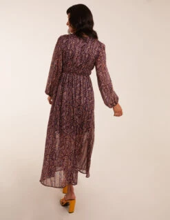 Shirred Waist Maxi Dress -Moda Ulla Shop BV234859 PURPLE 5044