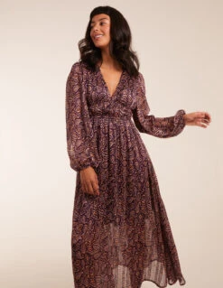 Shirred Waist Maxi Dress -Moda Ulla Shop BV234859 PURPLE 5077