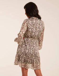 Ruffle Front Belted Dress -Moda Ulla Shop BV234866 MULTI 5644