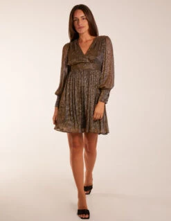 Metallic Wrap Mini Dress 8 Metallic Wrap Mini Dress -Moda Ulla Shop BV234874080 112424
