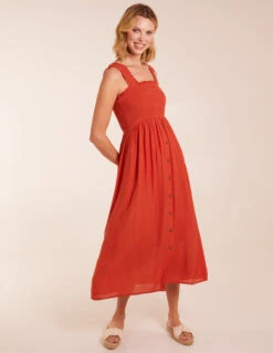 Shirred Bust Button Down Midi Dress 13 Shirred Bust Button Down Midi Dress -Moda Ulla Shop BV245018199 130742