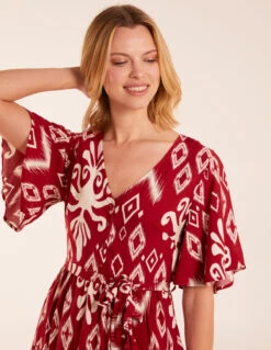 Button Front Rope Tie Dress -Moda Ulla Shop BV245019092 131566