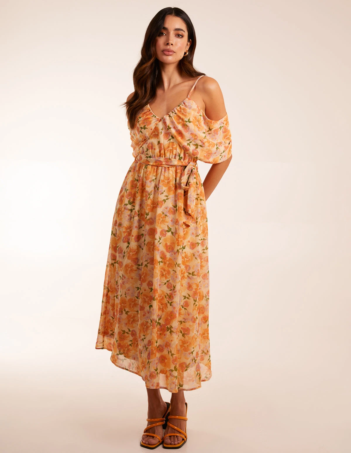 Cold Shoulder Detail Chiffon Midi Dress 4 Cold Shoulder Detail Chiffon Midi Dress - Image 2