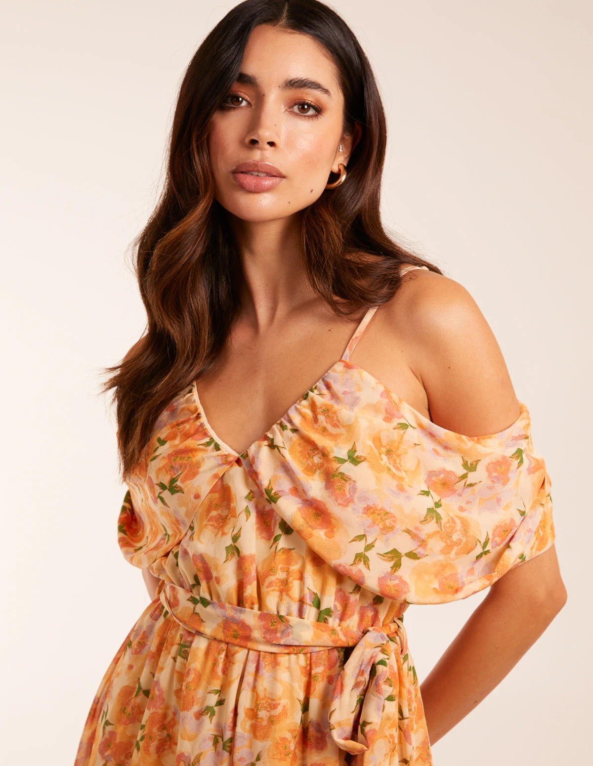 Cold Shoulder Detail Chiffon Midi Dress 5 Cold Shoulder Detail Chiffon Midi Dress - Image 3