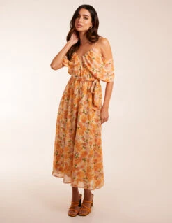 Cold Shoulder Detail Chiffon Midi Dress 10 Cold Shoulder Detail Chiffon Midi Dress -Moda Ulla Shop BV245020093 131773