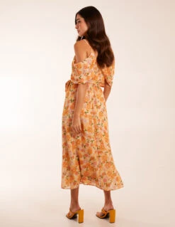 Cold Shoulder Detail Chiffon Midi Dress 11 Cold Shoulder Detail Chiffon Midi Dress -Moda Ulla Shop BV245020093 131774