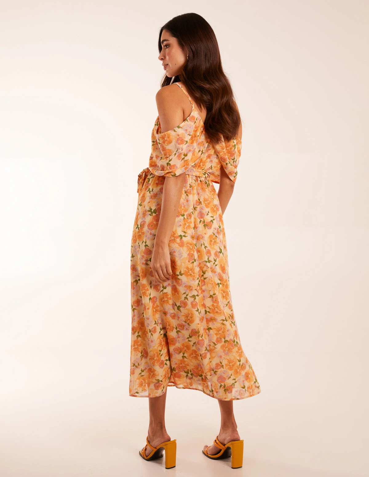 Cold Shoulder Detail Chiffon Midi Dress 7 Cold Shoulder Detail Chiffon Midi Dress - Image 5