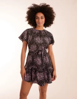 Frill Sleeve Belted Mini Dress