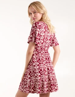Button Through Elastic Waist Mini Dress -Moda Ulla Shop BV245035901 134487