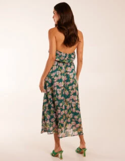 Wrap Halter Neck Pleated Midi Dress -Moda Ulla Shop BV245038023 131719