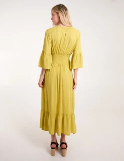 Shirred Empire Bust Dress 11 Shirred Empire Bust Dress -Moda Ulla Shop BV245808 LIME 21759