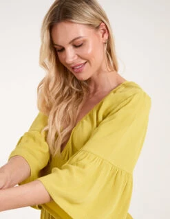 Shirred Empire Bust Dress 9 Shirred Empire Bust Dress -Moda Ulla Shop BV245808 LIME 21782