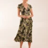 Tropical Print Wrap Front Midi Dress -Moda Ulla Shop BV245817003 128713