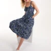 Ruched Cami Midi Dress With Buttons -Moda Ulla Shop BV245825 NAVY107 1