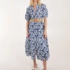 V Front Belted Dress -Moda Ulla Shop BV24583 NAVY 0967