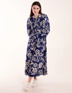 Shirred Bust Long Sleeve Midi Dress -Moda Ulla Shop BV245830008 130650