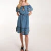 Denim Embroidered Tiered Dress -Moda Ulla Shop BV245833 LIGHTDENIM 1427