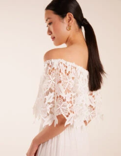 Crochet Lace Shirred Waist Midi Dress -Moda Ulla Shop BV245835014 130717